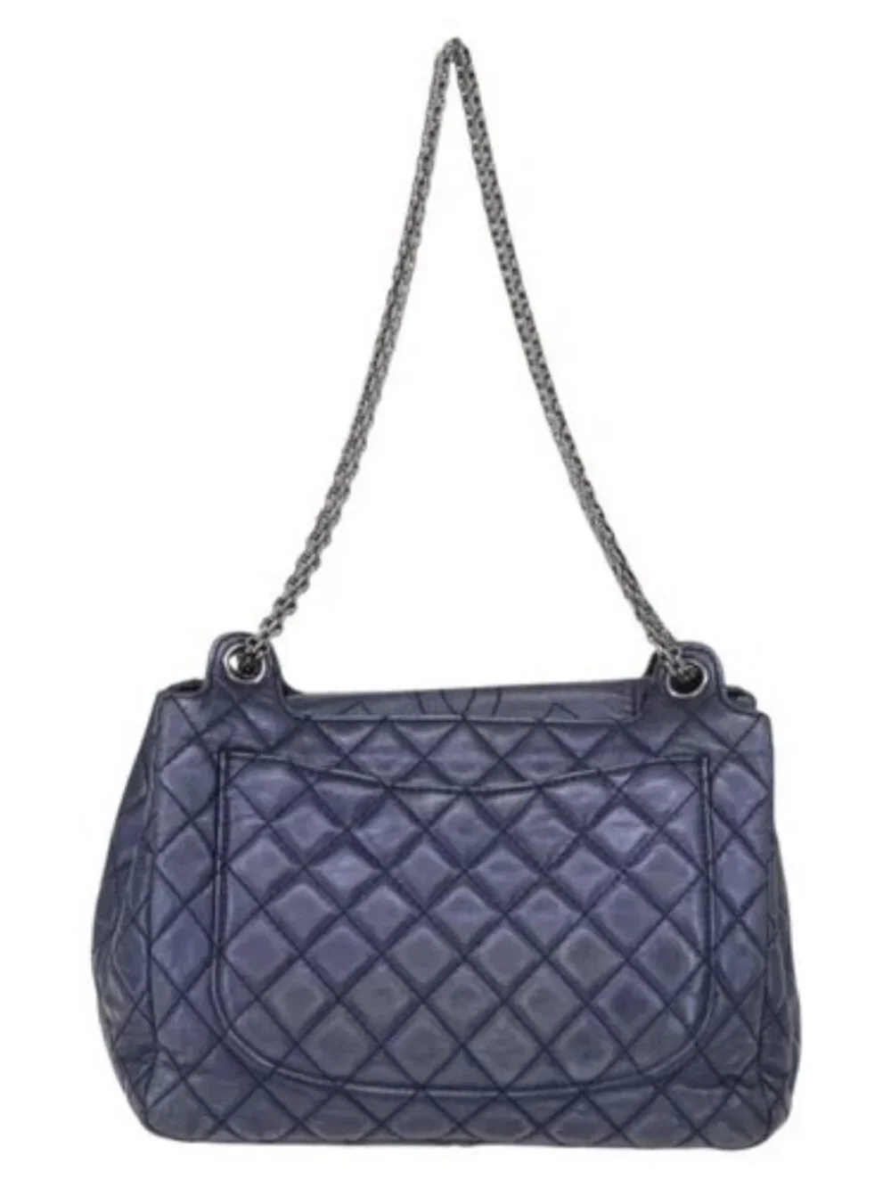 CHANEL Matelasse Chain Shoulder Bag Leather Blue Silver CC Auth ki6660A